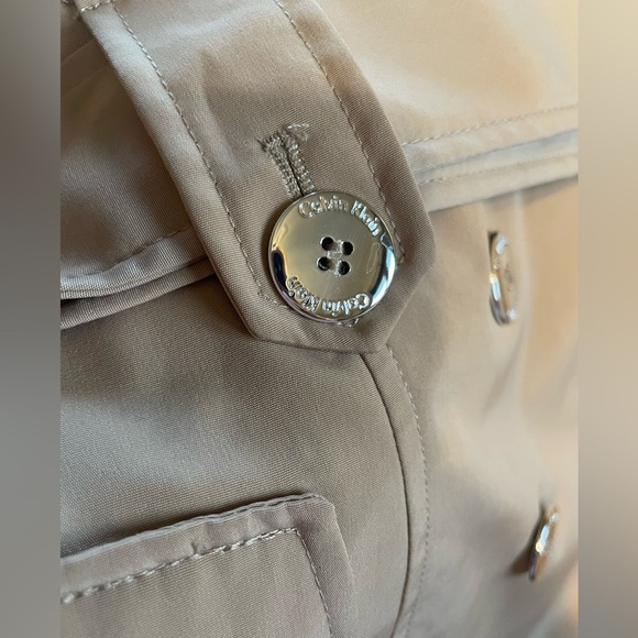 Calvin Klein Belted Double Breasted Trench Coat, Rain Coat in Natural, Large - Picture 12 of 15